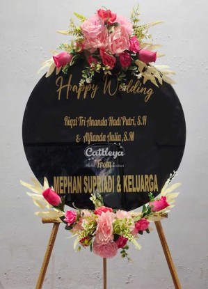 papan bunga akrilik wedding hitam
